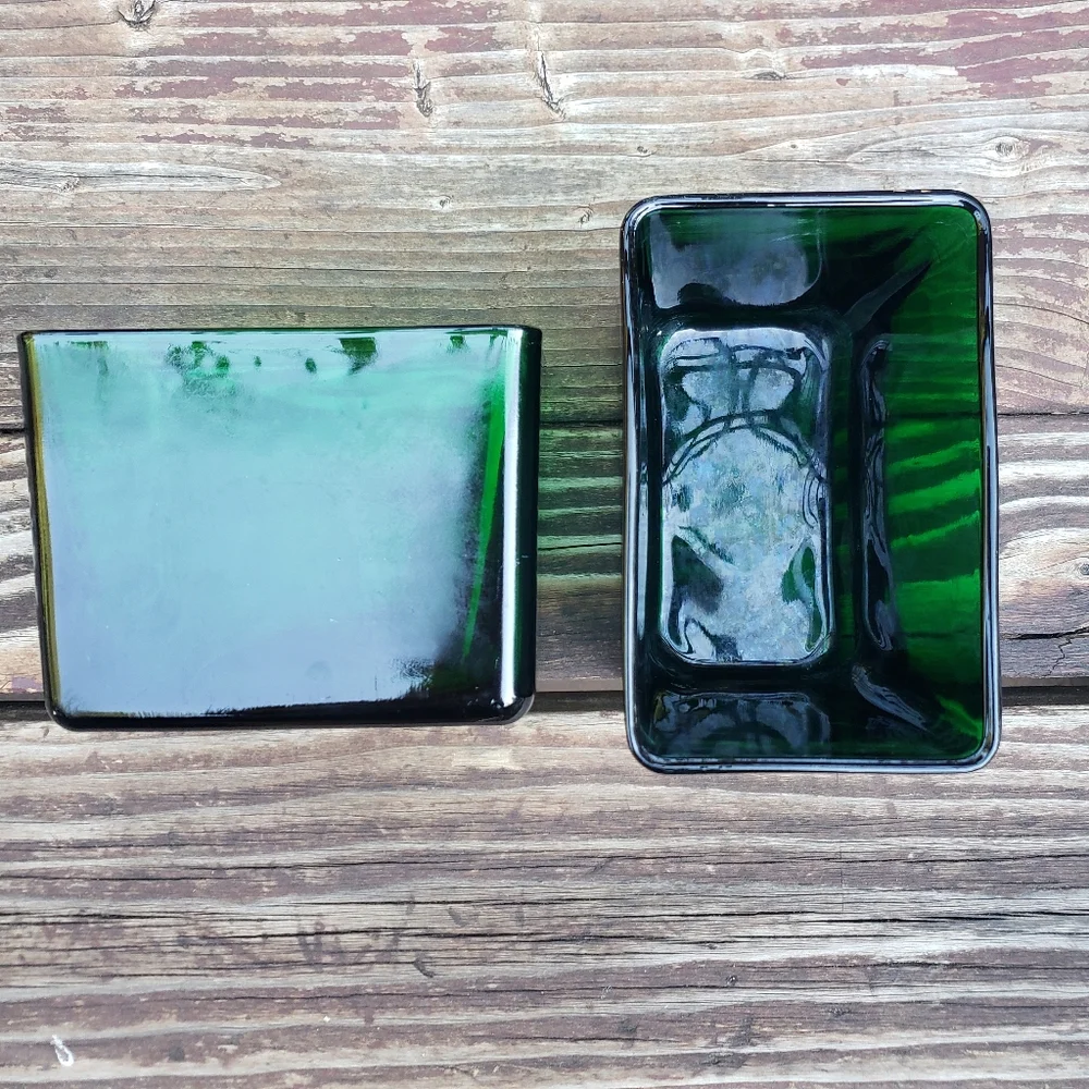 (2) Older Green NAPCO Cleveland.O. USA Short Rectangular Vases / Planters